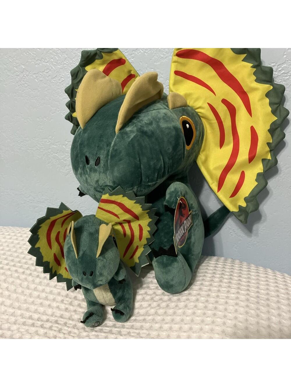 Jurassic Park 12” Dilophosaurus Plush Dinosaur And 6” Matching Plush NWT
